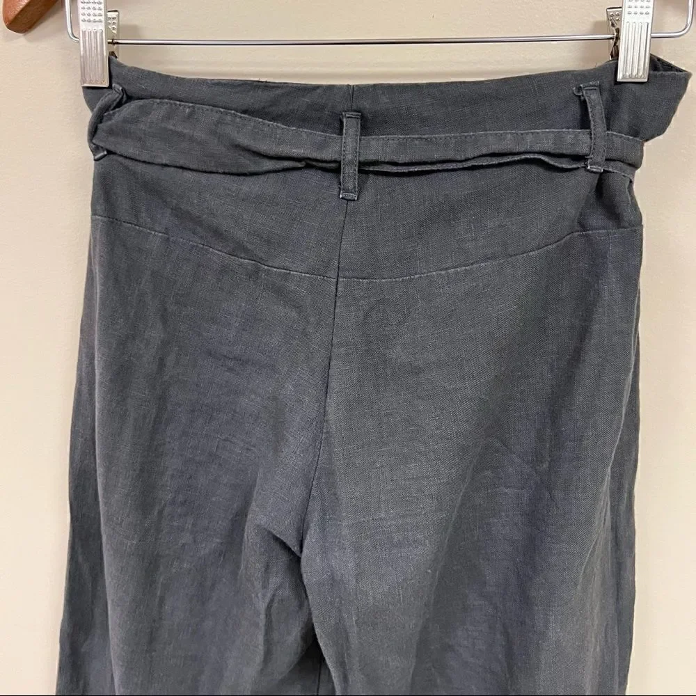 👠Banana Republic wide leg grey linen pants.  Size 2